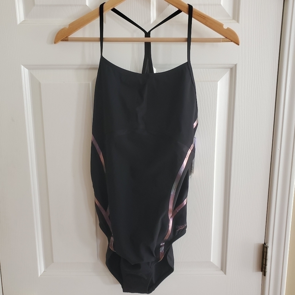 Speedo Women's Power Plus LZR Fit Thin Strap One Piece Swimsuit, 10 Black